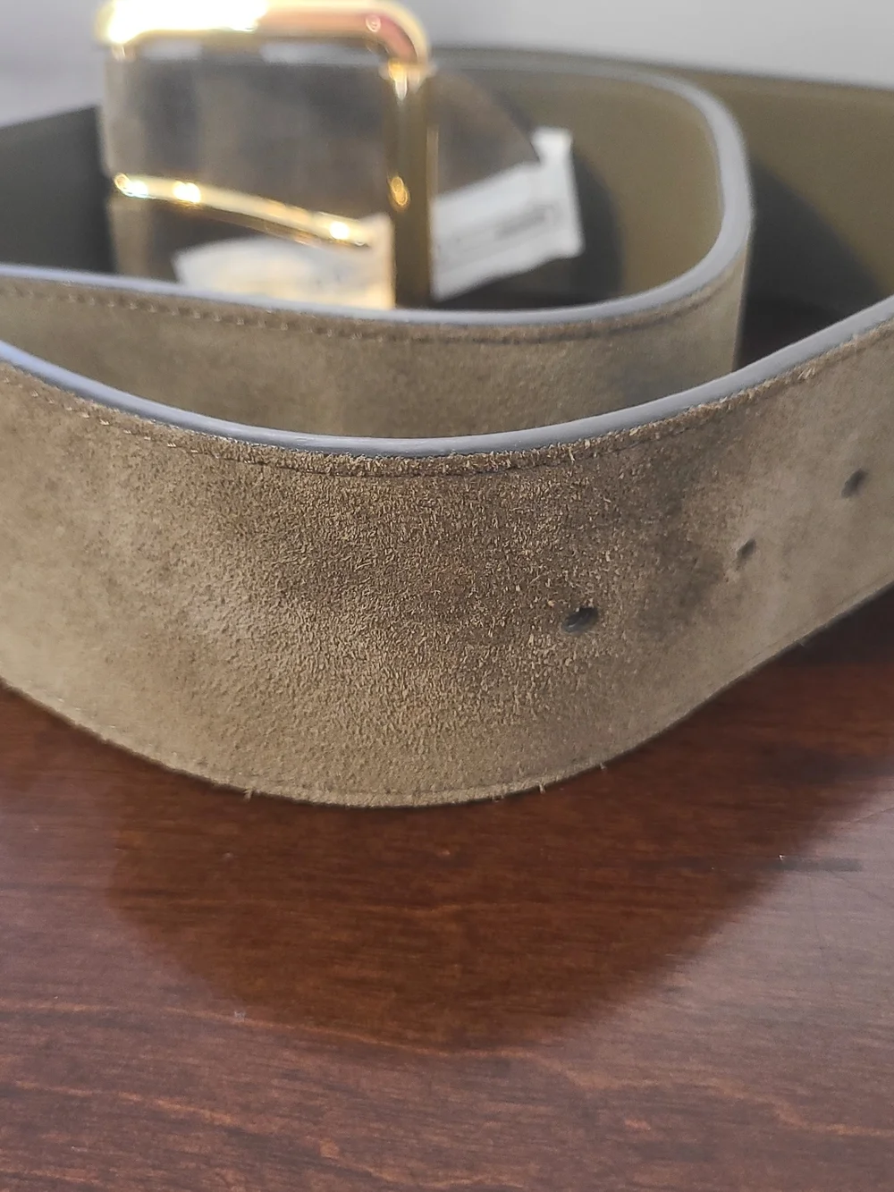 Lauren Ralph Lauren Olive Suede Belt with Gold Buckle Nwt  Size S